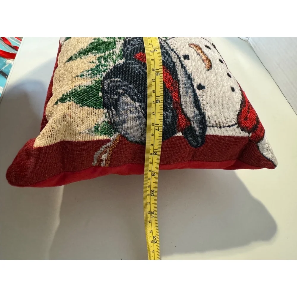 Snowman Christmas Pillow, Red & White